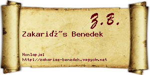 Zakariás Benedek névjegykártya